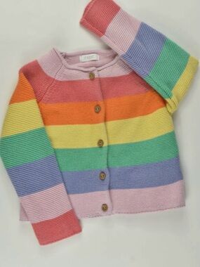 Next Rainbow Colorful Striped Cardigan Sweater Sz 5-6